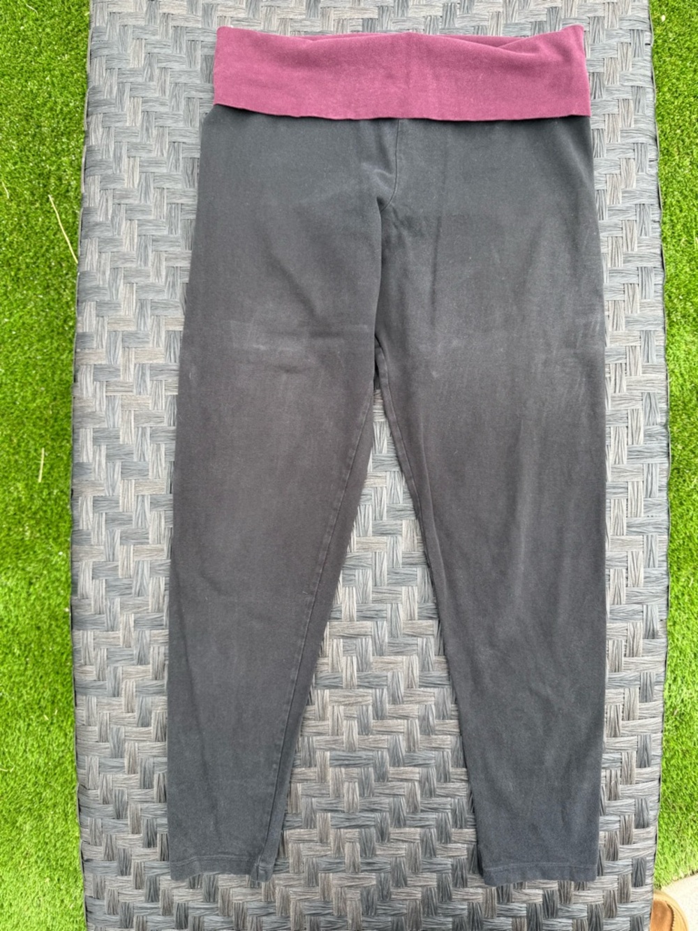 PINK Victoria's Secret Black Jeggings with Plum Fold-Over Waistband
